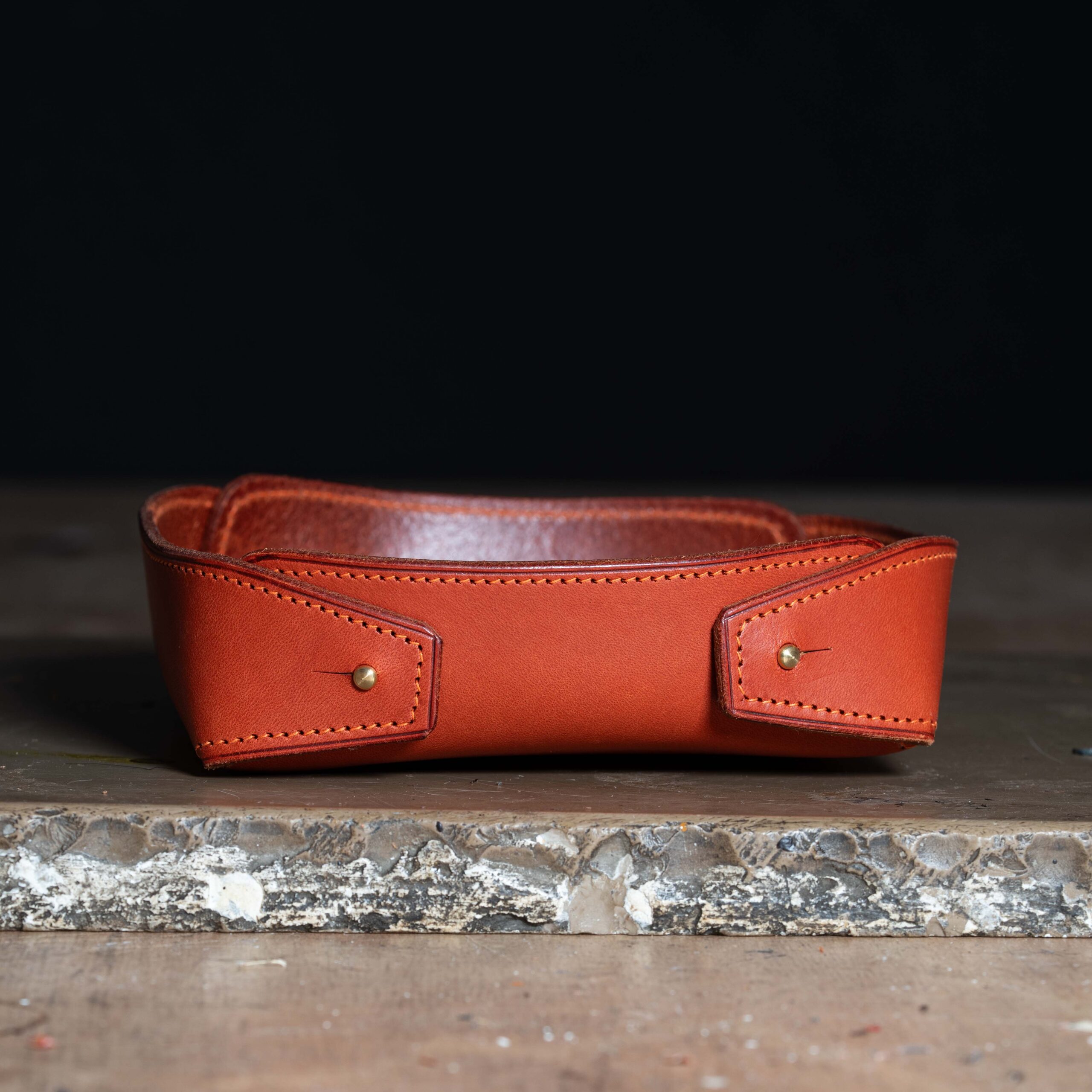 Vide-poches en cuir orange - Sellerie Vallée